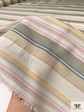 Vertical Striped Yarn-Dyed Cotton Voile - Earthy Grey / Tan / Light Orange / Pink