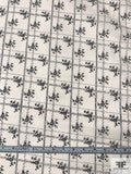 Floral Grid Printed Cotton Voile - Light Ivory / Black