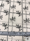 Floral Grid Printed Cotton Voile - Light Ivory / Black