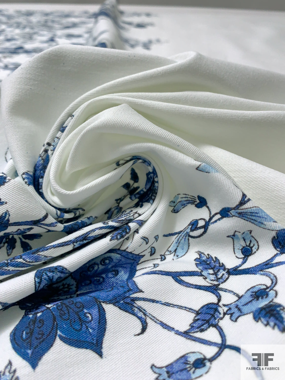 Floral Field Printed Stretch Cotton Twill Panel - Navy/Blue/White | FABRICS & FABRICS Fabrics & Fabrics Floral Field Printed Stretch Cotton Twill Panel - Navy/Blue/White | FABRICS & FABRICS Fabrics & Fabrics