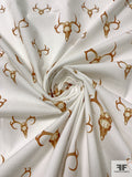 Bull Heads Printed Cotton Poplin - Toffee / Off-White