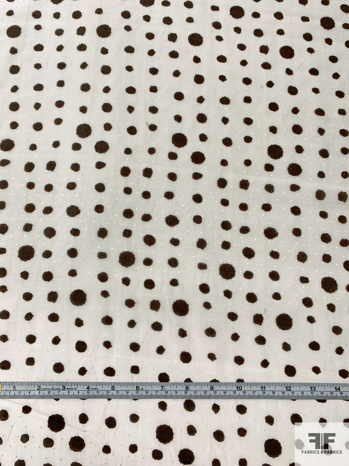 Painterly Dotted Cotton-Silk Voile with Swiss Dots - Brown / Off-White