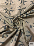 Ribbon Graphic Printed Silk Taffeta - Khaki / Midgnight Grey