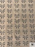 Ribbon Graphic Printed Silk Taffeta - Khaki / Midgnight Grey
