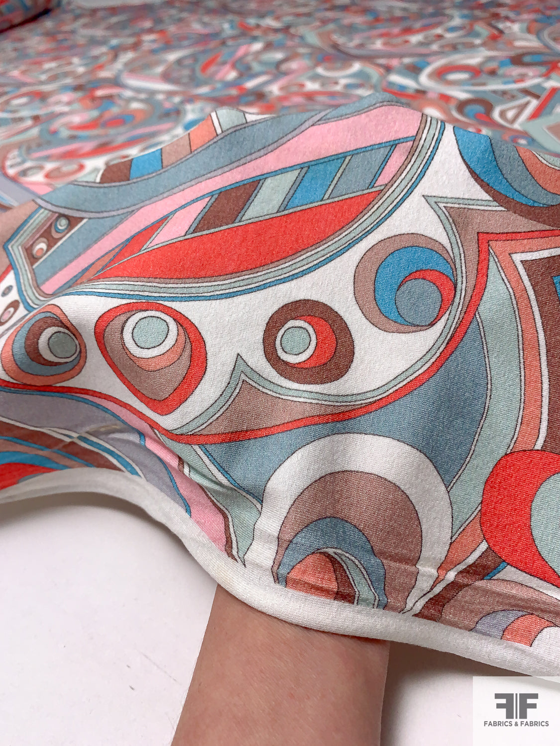Fabrics Paisley – Fabrics Deep - FABRICS Printed | FABRICS Knit & & Pucci-esque Jersey Coral/Blues/Browns/Pink Stretch