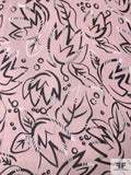 J Mendel Italian Youthful Floral Printed Crinkled Silk Chiffon - Blush / Black / Off-White