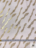 J Mendel Wavy Design Metallic Clip Silk Chiffon - Light Ivory / Gold