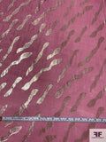 J Mendel Wavy Design Metallic Clip Silk Chiffon - Dusty Rose / Gold / Silver