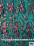 J Mendel Italian Multicolor Metallic Floral Silk Chiffon - Persian Green / Rose Gold / Pink
