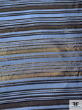 J Mendel Italian Metallic Striped Silk Chiffon - Navy / Black / Dirty Gold