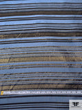 J Mendel Italian Metallic Striped Silk Chiffon - Navy / Black / Dirty Gold