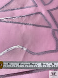 J Mendel Italian Abstract Metallic Design Fine Silk-Blend Taffeta - Orchid Pink / Metallic Lilac