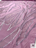 J Mendel Italian Abstract Metallic Design Fine Silk-Blend Taffeta - Orchid Pink / Metallic Lilac