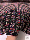 J Mendel Italian Novelty Houndstooth Jacket Weight Tweed with Lurex Fibers - Multicolor / Black
