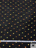 J Mendel Italian Dot Embroidered Pleated Georgette - Black / Yellow / Orange