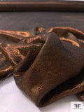 J Mendel Italian Solid Lamé Silk Chiffon - Brown / Copper