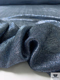 J Mendel Italian Solid Lamé Silk Chiffon - Blue / Silver