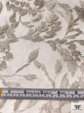 J Mendel Metallic Floral Embroidered Silk Organza - Off-White / Silver