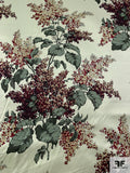 Floral Bouquets Printed Silk Charmeuse - Sage Greens / Maroon / Black