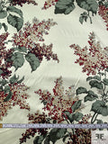 Floral Bouquets Printed Silk Charmeuse - Sage Greens / Maroon / Black