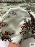 Floral Bouquets Printed Silk Charmeuse - Sage Greens / Maroon / Black