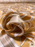 Ethno-Geometric Inspired Silk Charmeuse - Caramel / Golden Tan / Taupe / White