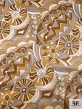 Ethno-Geometric Inspired Silk Charmeuse - Caramel / Golden Tan / Taupe / White