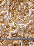 Ethno-Geometric Inspired Silk Charmeuse - Caramel / Golden Tan / Taupe / White