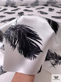 Floating Feathers Sketch Printed Heavy Silk Charmeuse - White / Black