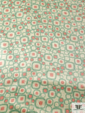 Jovial Squares Printed Silk Charmeuse - Mint Green / Salmon / Cream