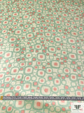 Jovial Squares Printed Silk Charmeuse - Mint Green / Salmon / Cream