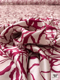 Abstract Printed Silk Charmeuse - Boysenberry / Off-White