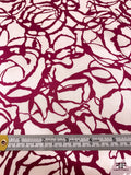 Abstract Printed Silk Charmeuse - Boysenberry / Off-White