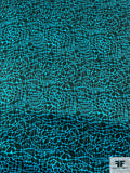 Reptile Printed Silk Charmeuse - Turquoise / Evergreen