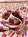 Argyle Printed Silk Charmeuse - Boysenberry / Dusty Rose / Ivory / Ochre