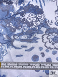 Animal Pattern Floral Collage Printed Silk Charmeuse - Purplish Grey / Muted Periwinkle