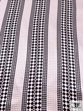 Linear Checkered Printed Silk Charmeuse - Black / White / Grey