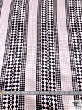 Linear Checkered Printed Silk Charmeuse - Black / White / Grey