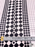 Linear Checkered Printed Silk Charmeuse - Black / White / Grey