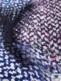 Abstract Matte-Side Printed Silk Charmeuse - Berry Pink / Blues / Washed Black / Off-White