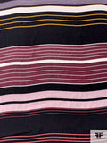 Multisize Striped Matte-Side Printed Silk Charmeuse - Dusty Rose / Black / Turmerica / Perwinkle