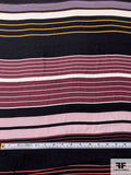 Multisize Striped Matte-Side Printed Silk Charmeuse - Dusty Rose / Black / Turmerica / Perwinkle