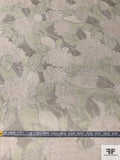 Floral Leaf Printed Silk Chiffon - Pastel Lime / Cream / Pastel Olive