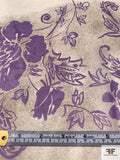 Floral Vine Printed Silk Chiffon - Purple / Beige / Tan