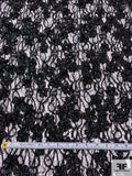 Novelty Tulle-Lace with Ribbon and Metallic Chenille Work and Sequins - Black