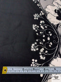 Exotic Double-Border Pattern Floral Printed Silk Georgette - Black / Grey / Light Ivory