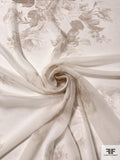 Romantic Floral Printed Silk Chiffon - Beige / Ivory