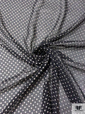 Small Polka Dot Printed Silk Chiffon - Black / White