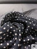 Small Polka Dot Printed Silk Chiffon - Black / White