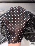 Small Polka Dot Printed Silk Chiffon - Black / White